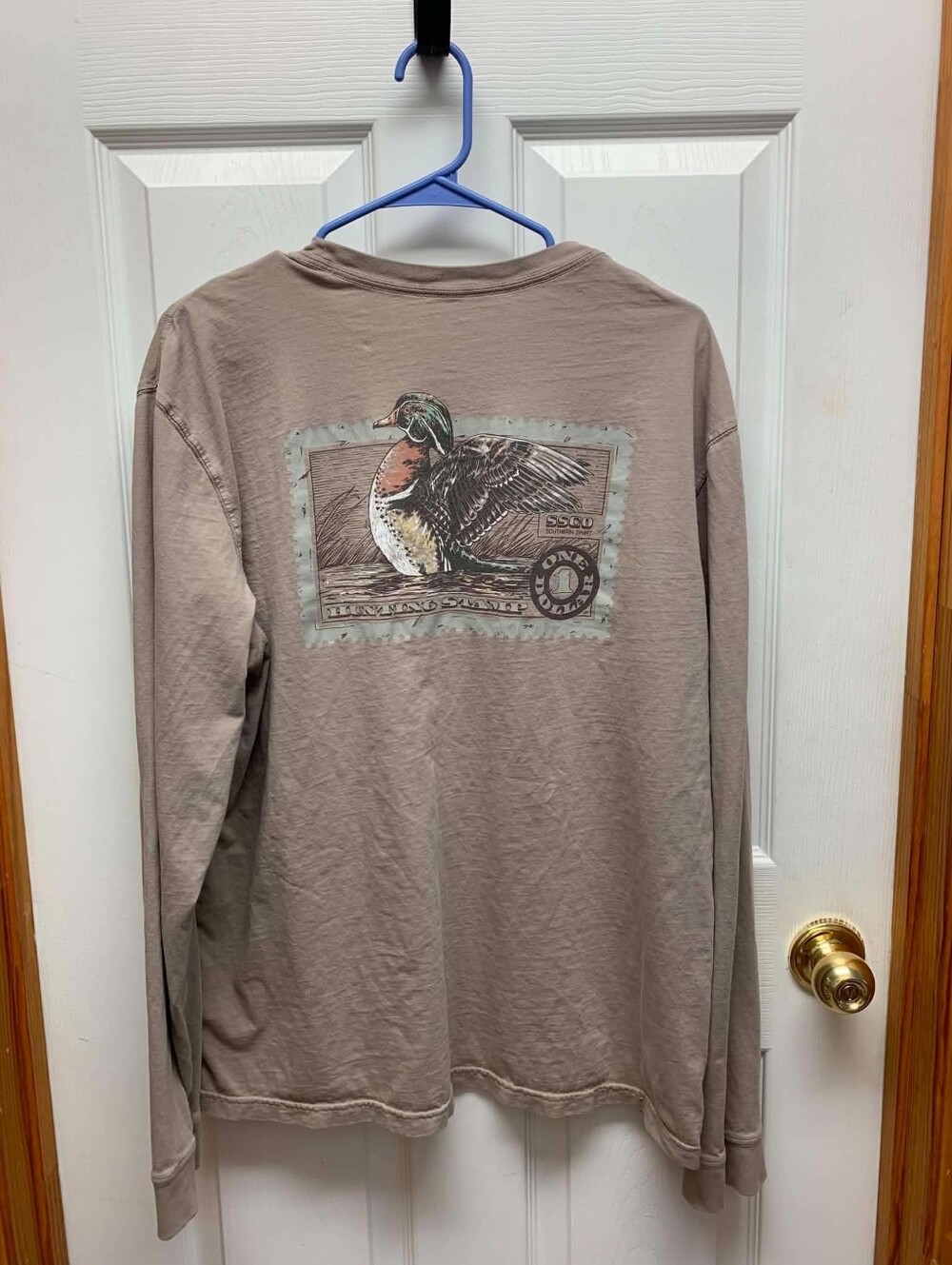 Southern Shirt Co Men’s Large Wood Duck Hunting Stamp Long Sleeve Pocket Tee